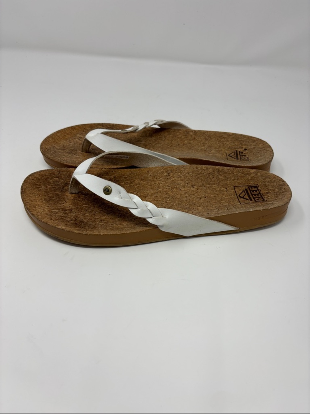 Reef | White Cork Footbed Women’s Braided Thong Sandals 8 - Picture 3 of 7